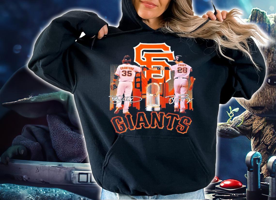 San Francisco Giants Brandon Crawford and Buster Posey signatures shirt