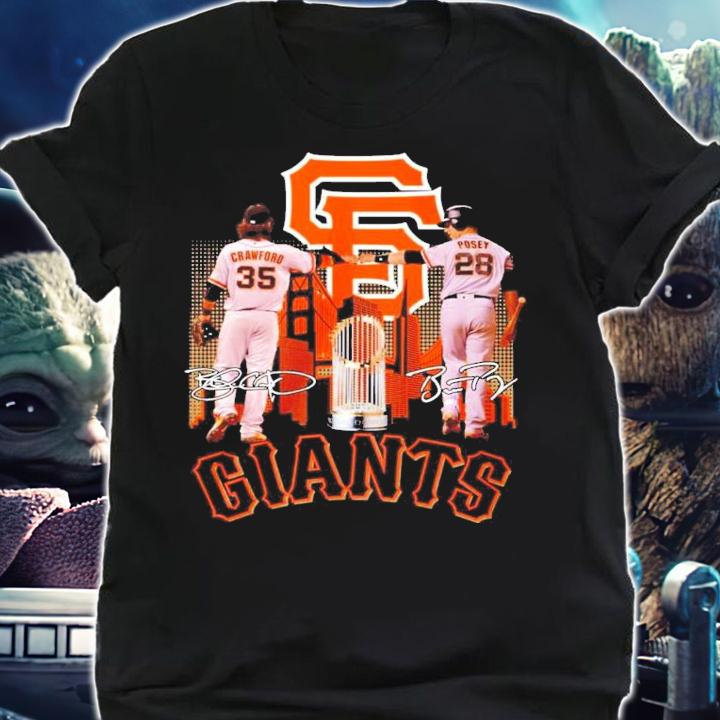 San Francisco Giants Brandon Crawford and Buster Posey signatures shirt