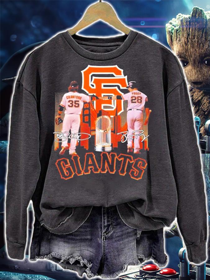San Francisco Giants Brandon Crawford and Buster Posey signatures shirt
