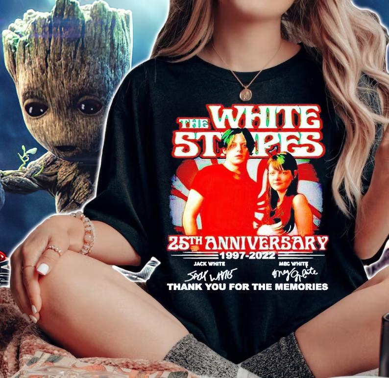 The White Stripes 25th anniversary 1997-2022 thank You for the memories signature T-shirt