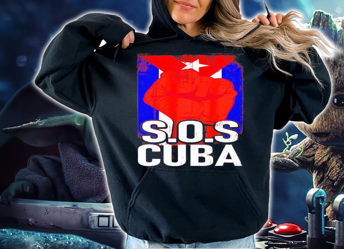 Half American Men Women Cuban Flag SOS shirt
