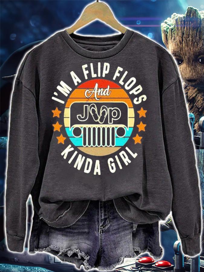 I'm a flip flops and Jeep kinda girl vintage shirt sweatshirt