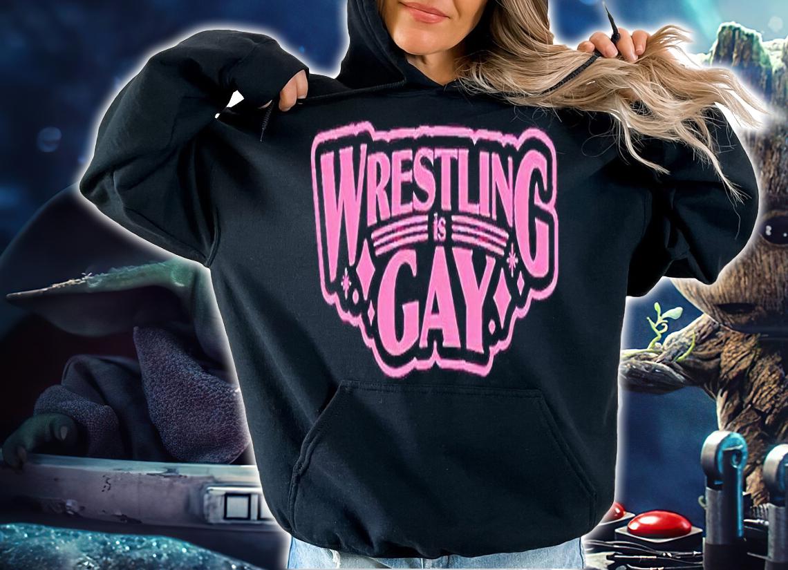 Wrestling is gay pink logo T-shirt hoodie