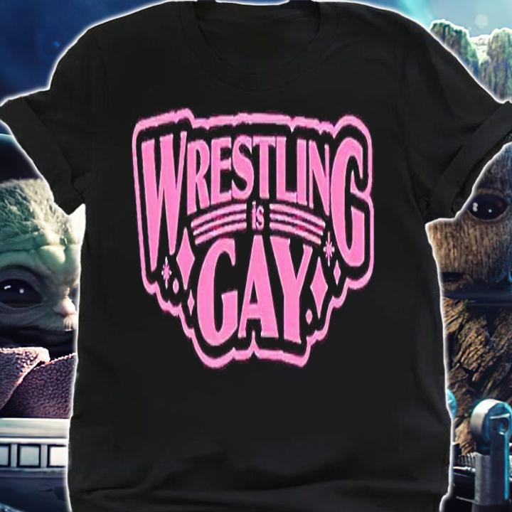 Wrestling is gay pink logo T-shirt shirt