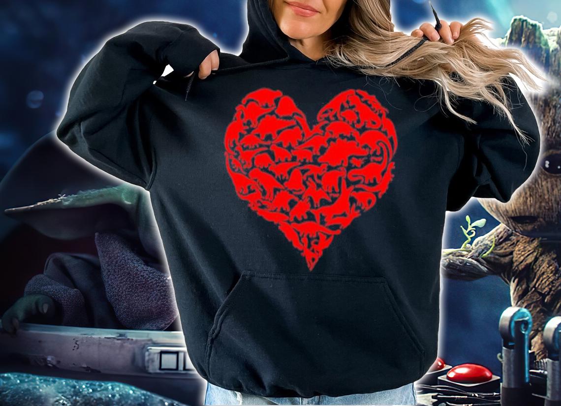 Valentines Day Dinosaur Heart Kids Dino shirt