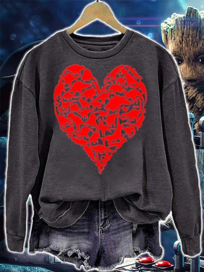 Valentines Day Dinosaur Heart Kids Dino shirt