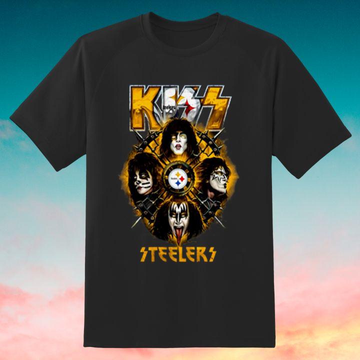 Premium Kiss Rock Band Pittsburgh Steelers Style Bohemian Rhapsody T-Shirt