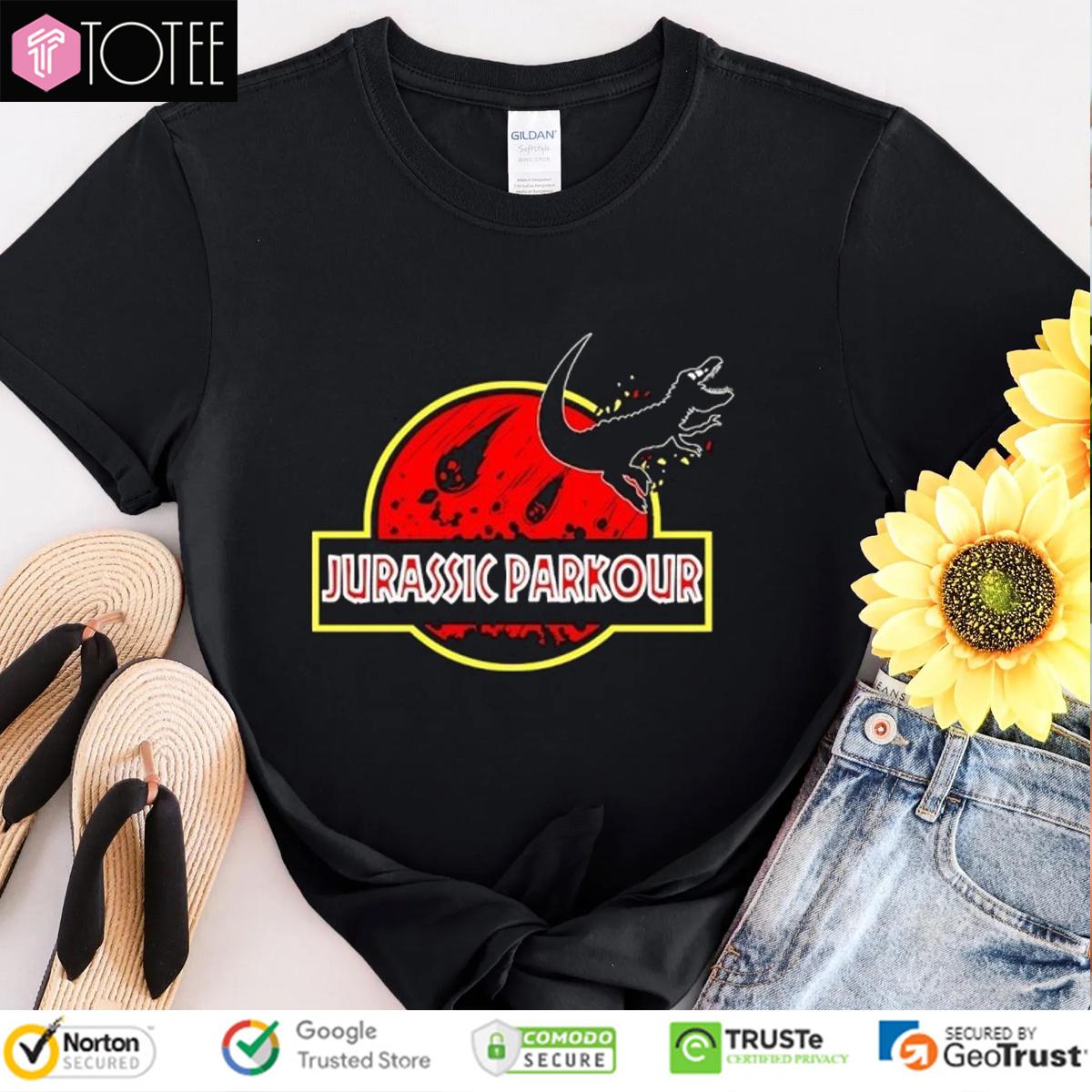 Jurassic Parkour Parody Jurassic Park Logo T-Shirt