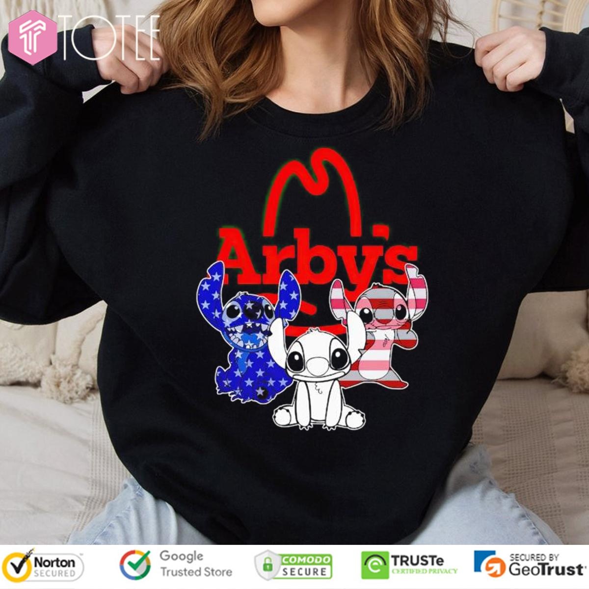 Stitch Arbys Red White And Blue American Flag 4Th Of July sweatshirt